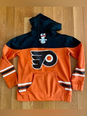 Philadelphia Flyers NHL Orange and Black Sweatshirt Hoodie for Kids Youth Medium